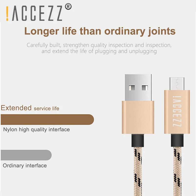! ACCEZZ المصغّر usb كابل شحن مزامنة بيانات الحبل لسامسونج غالاكسي S7 S6 هواوي Xiaomi Redmi 4A شاحن هاتف محمول يعمل بنظام تشغيل أندرويد كابلات سريع