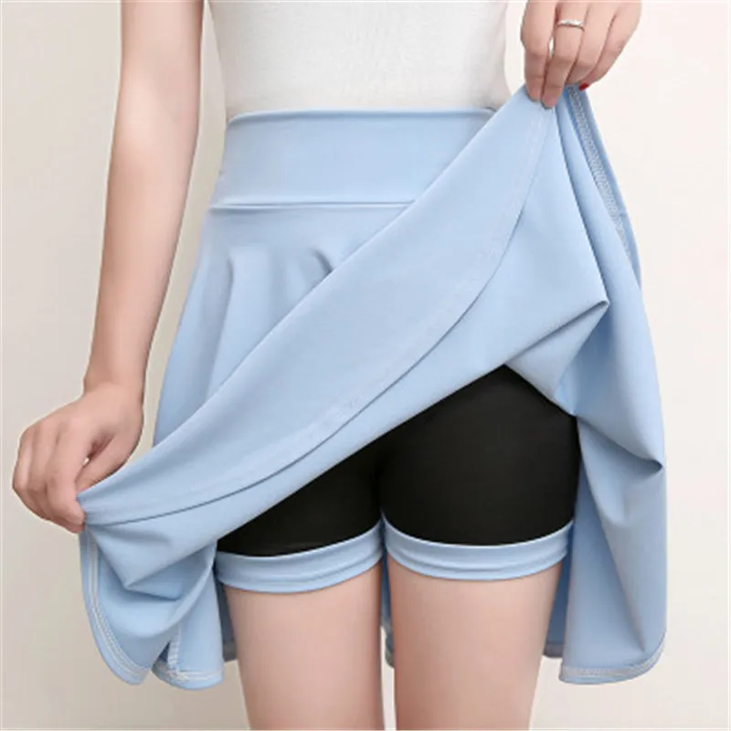 

Plus Size 4XL Shorts Skirts Womens 2018 Summer A line Sun School High Waist Pleated Skirt Female Korean Elegant Skirt PZ151
