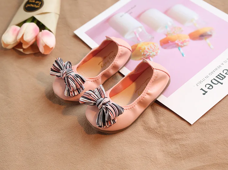 Кожаная обувь для девочек Красивая обувь для принцессы с бантом мягкие туфли для танцев Детская школьная обувь Chaussure Fille Schoenen Meisjes розовый