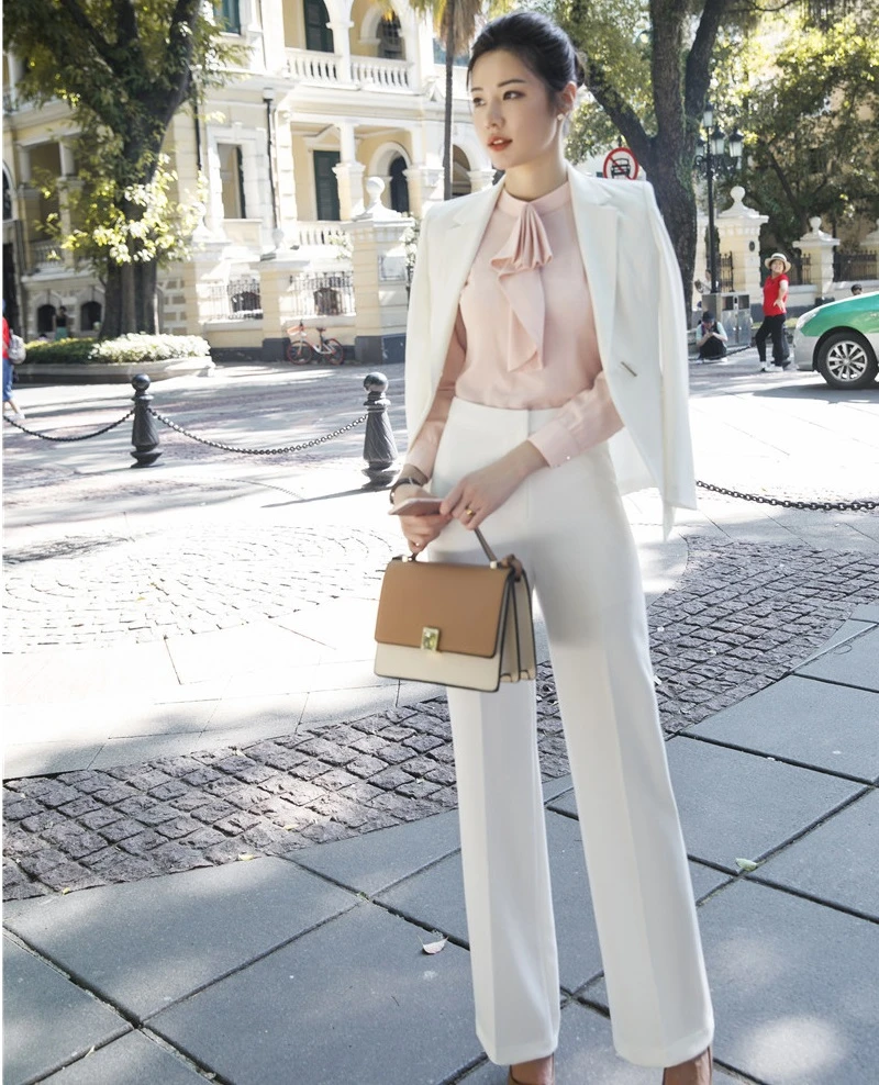 Ladies White Fashion 2018 autunno inverno abiti da cerimonia per donna  formale con pantaloni e giacche grandi set di pantaloni stile OL|Completi con  pantaloni| - AliExpress