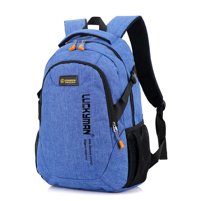 New Fashion Men's Backpack Bag Male Polyester Laptop Backpack Computer Bags high school student college students bag male Blue