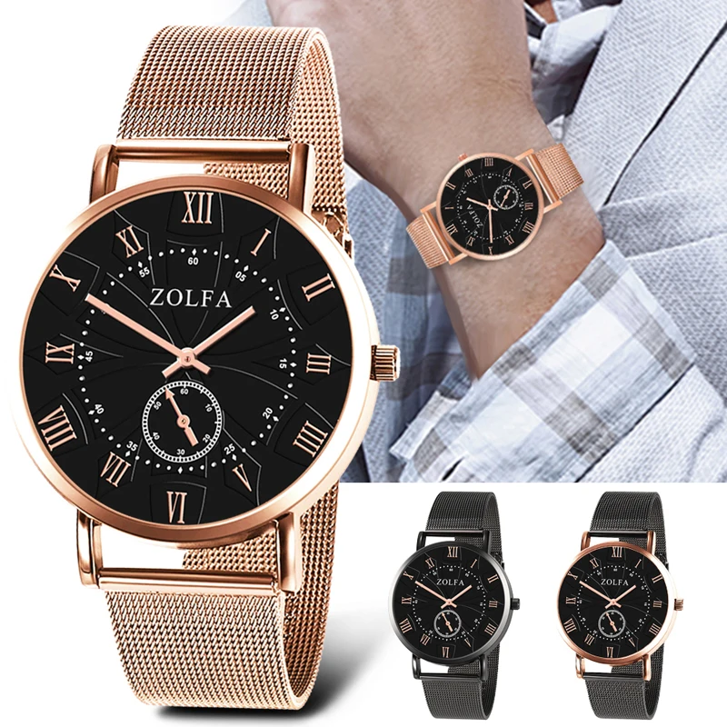 

Exquisite Unisex Watch Quartz Luxury Casual Rose Gold Fashion Stainless Steel Strap Crystal Retro WristWatch relogio feminino
