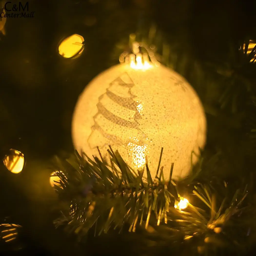 Светильник украшение Рождественская елка украшение печать батарея дома с белым шаром висячая Кнопка Рождество - Цвет: 4