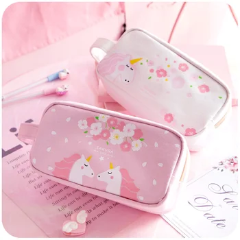 

Cute Candy Color Pencil Bag Unicorn Sakura Pencil Case Kawaii Stationery Pen Case Eraser Tape Scissors Pencil Pouch Gift Bag