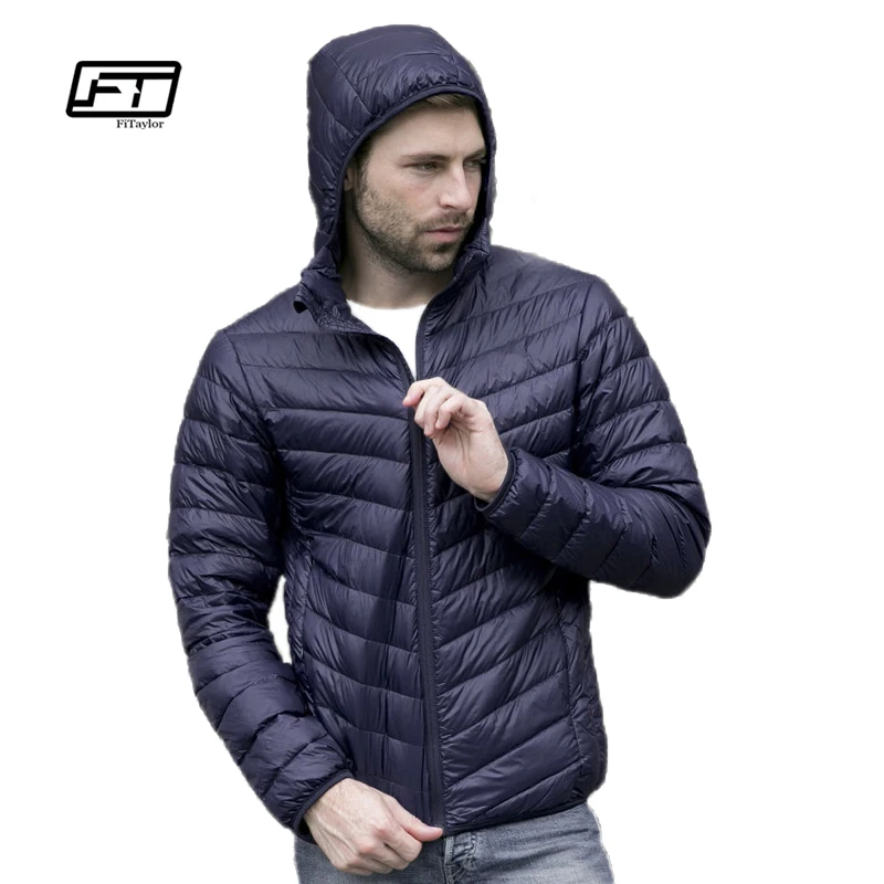 

New autumn winter ultra thin duck down men jacket plus size XXXL hooded jacket for men fashion mens Outerwear coat