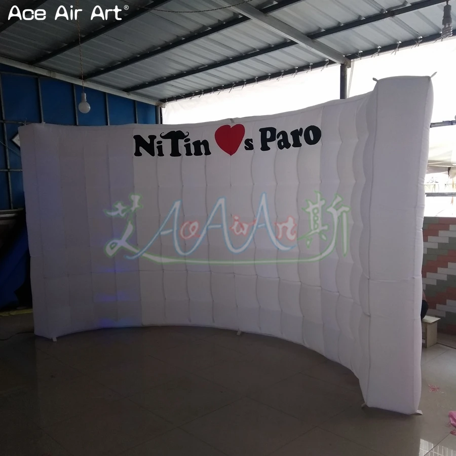 

Nicely designed led lighting Dj booth inflatable photo booth background wall with logo and artwork for Netherlands