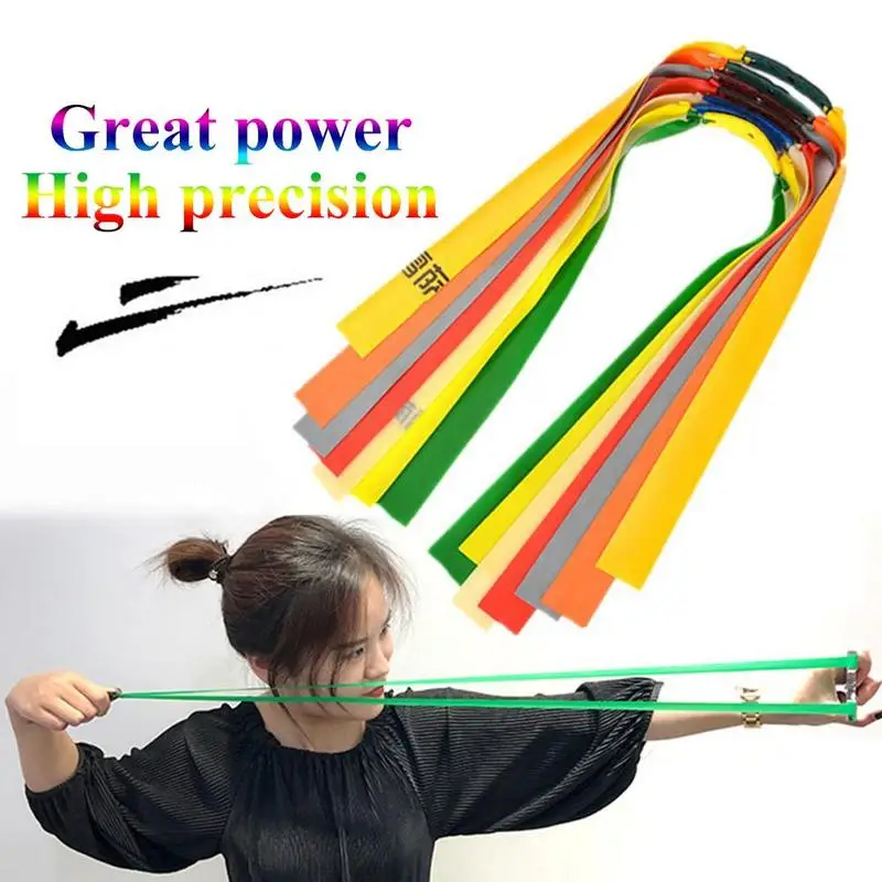 10Pcs Thickness 0.65mm 1.0mm Outdoor Slingshot Powerful Elastic Flat Rubber Band Hunting Sports Catapult Rubber Tubing Supplies