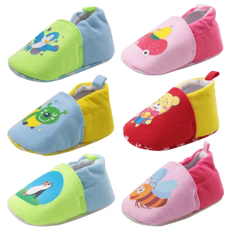 Baby Boys Girls Infant Soft Leather Shoes Slippers Multi Print First Walkers Leather Skid-Proof Kid