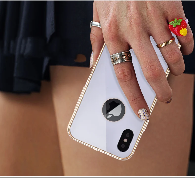 iMatch Aviation Aluminum Alloy Metal Bumper Tempered Glass Back Cover Case for Apple iPhone X