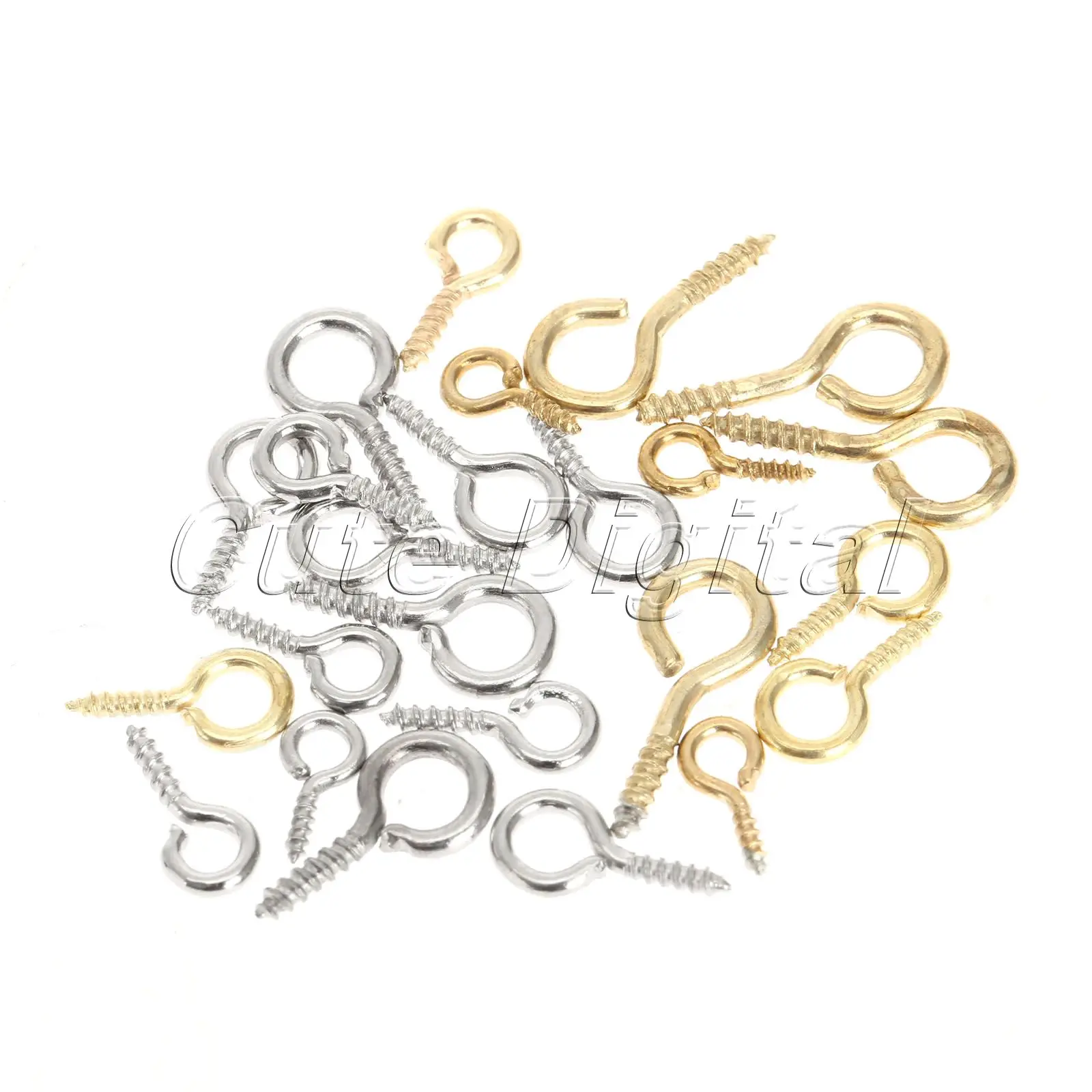 200pcs Gold/Silver Metal Small Mini Eye Pins Eyepins Hooks Eyelets