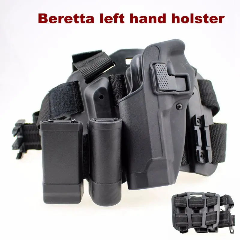Arma de Mão Airsoftsports Tático Carry Acessórios Case Pistola Rápida Gota Arma Perna Coldre Beretta 92 96 m9 Mão Esquerda Gun