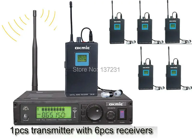 High Quality 1pcs transmitter with 6pcs receivers 800TX 3R Lavalier