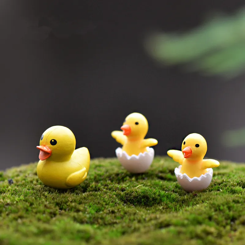 

10Pcs/lot Mini Yellow Duck Fairy Garden Miniatures Animals Kawaii Accssories Miniature Terrarium Figurines Micro Landscape Decor