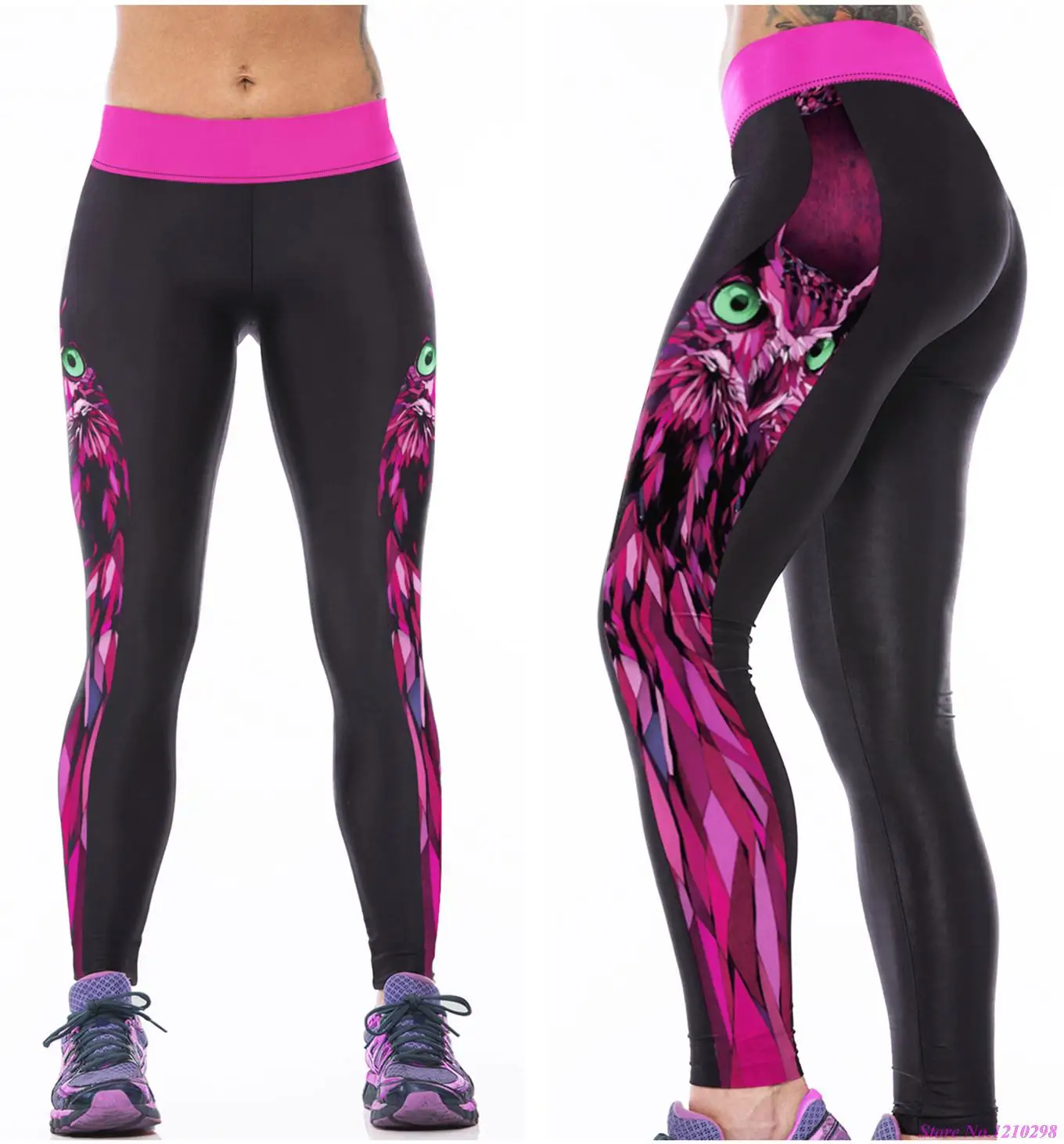 Womens Yoga Pants Purple Plaid Elastic Workout Running Leggings Pants