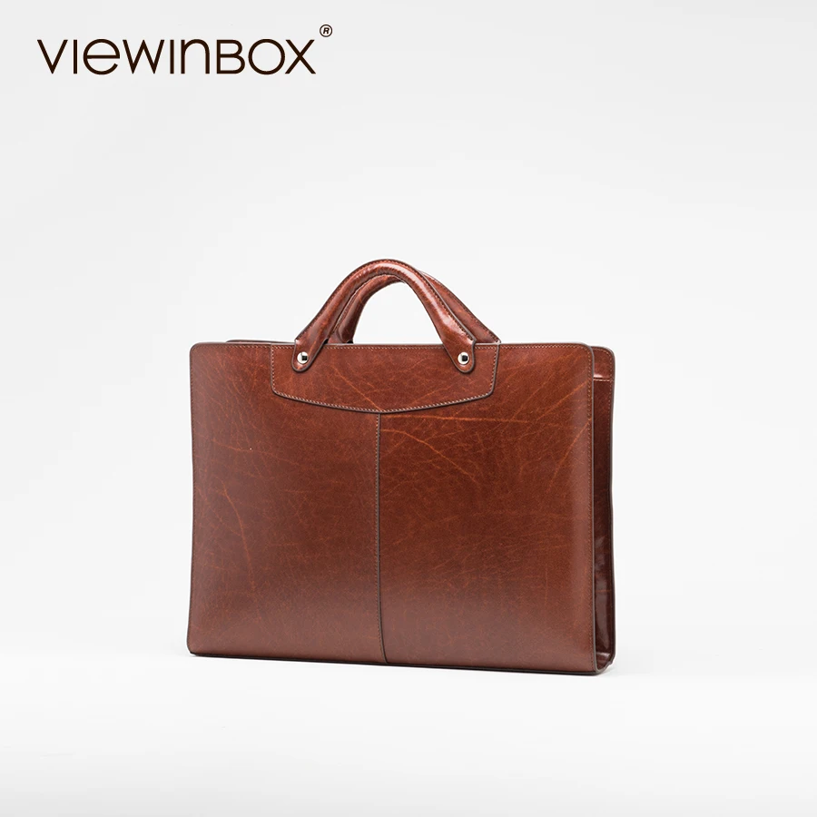 

Viewinbox Cowhide Leather Briefcases Men Business Briefcase Brown  Zipper Handbag Bag Men Crossbody Leather Bag For Men