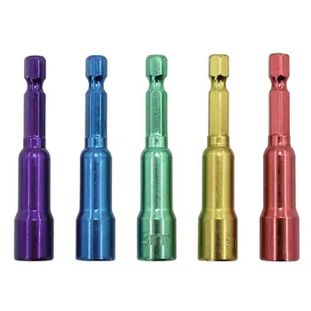 

5PCS Color Style Bit Sleeve with Magnetic Hex Handle Pneumatic Hex Screw Nut Strong Sleeve