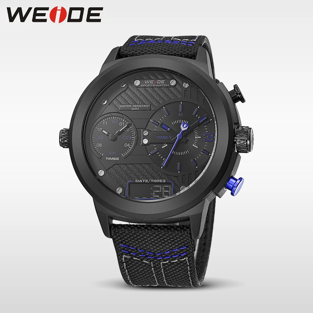 WEIDE Роскошные оригинальные нейлоновые наручные часы с двойным часовым поясом