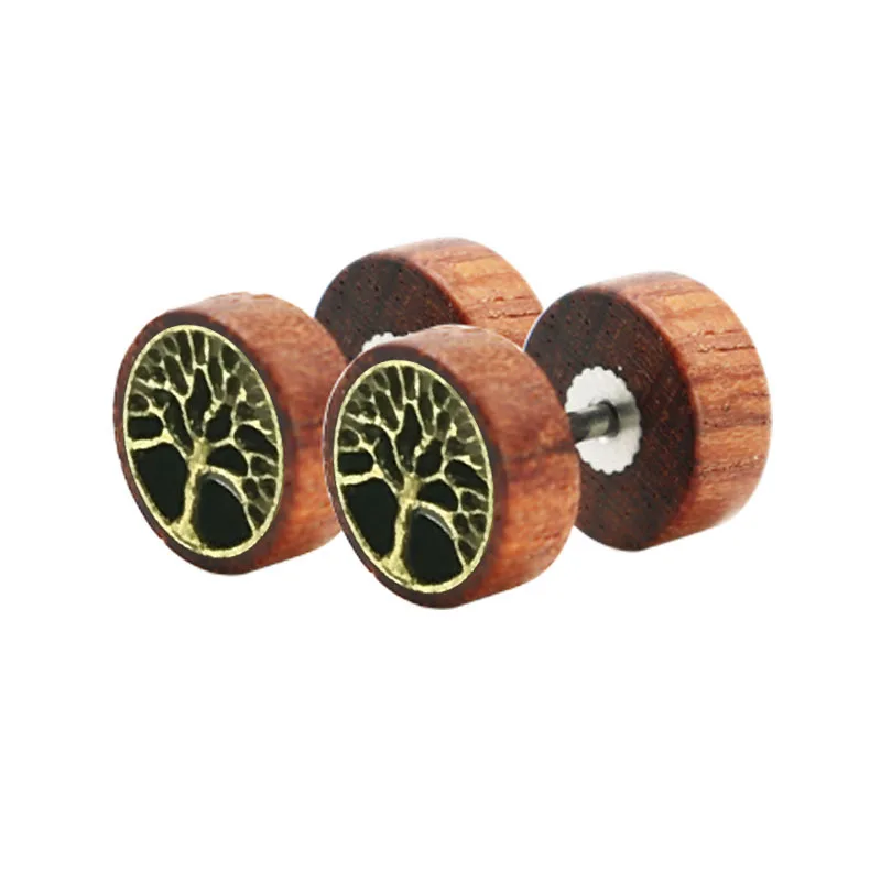 1 пара мужские серьги гвоздики из натуральной древесины|stud earrings|ear stud earringsmen earrings |