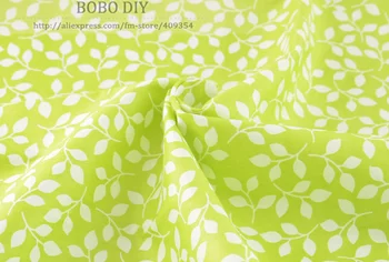 

1 meter Green Delicate Leaves Printed 100% Cotton Fabric Meter 160cmx100cm for Bedding Tilda Cloth quilting patchwork clothing