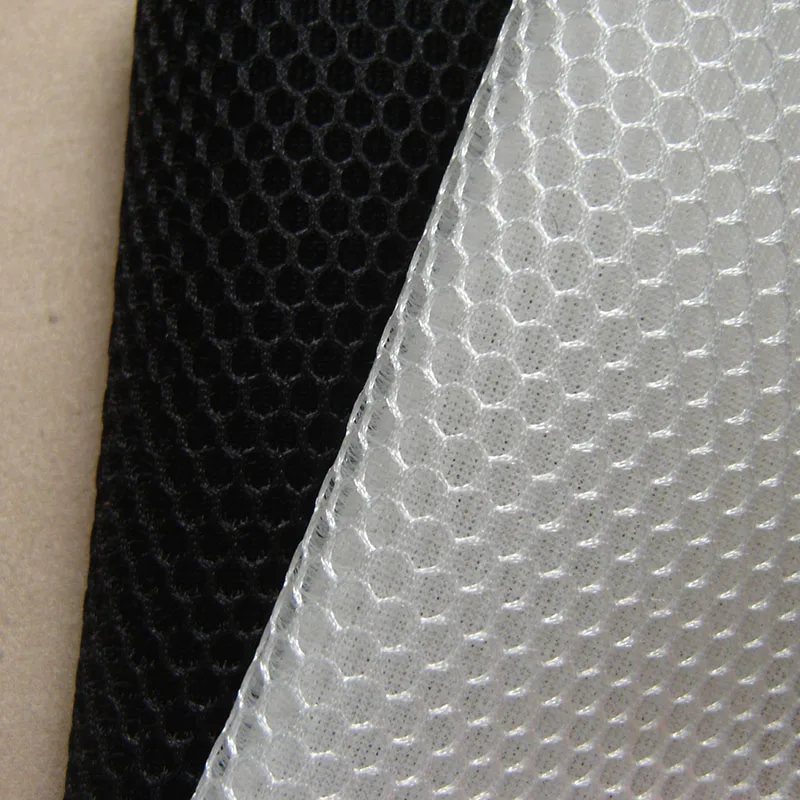 

2mm thickness air layer mesh fabric for car chair seat black white hexagonal air spacer sandwich fabric sew sport clothing cloth