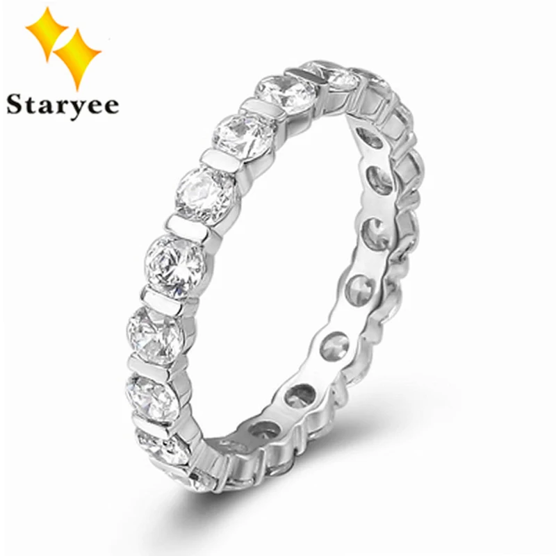 

Certified Pure 18K White Gold Natural Diamond Wedding Band Rings For Women Engagement 0.6CT VS H AU750 Stamped Free Engraving