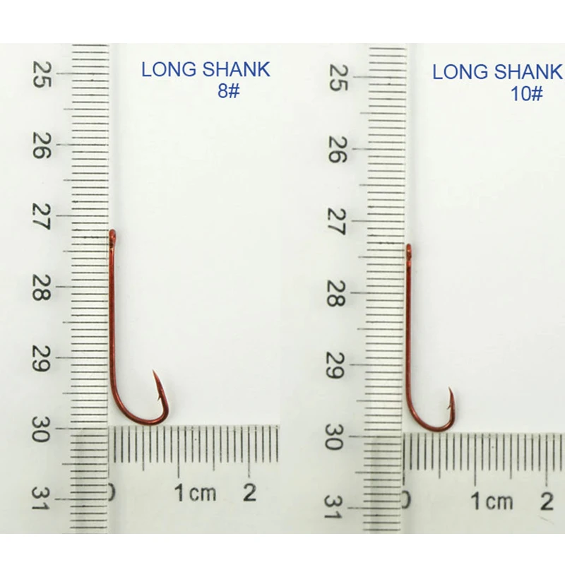 [25 шт.] Красный Длинный хвостовик рыболовный крючок угорь рыболовные крючки такелажные крючки Размер#2 4 6 8 10 12