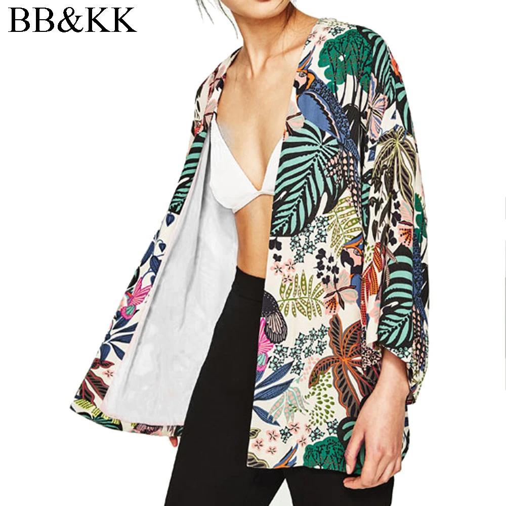 

Women Vintage Floral Loose Kimono Shirts Oversized Open Stitch Coat Ladies European Style Casual Fashion Cardigan Tops