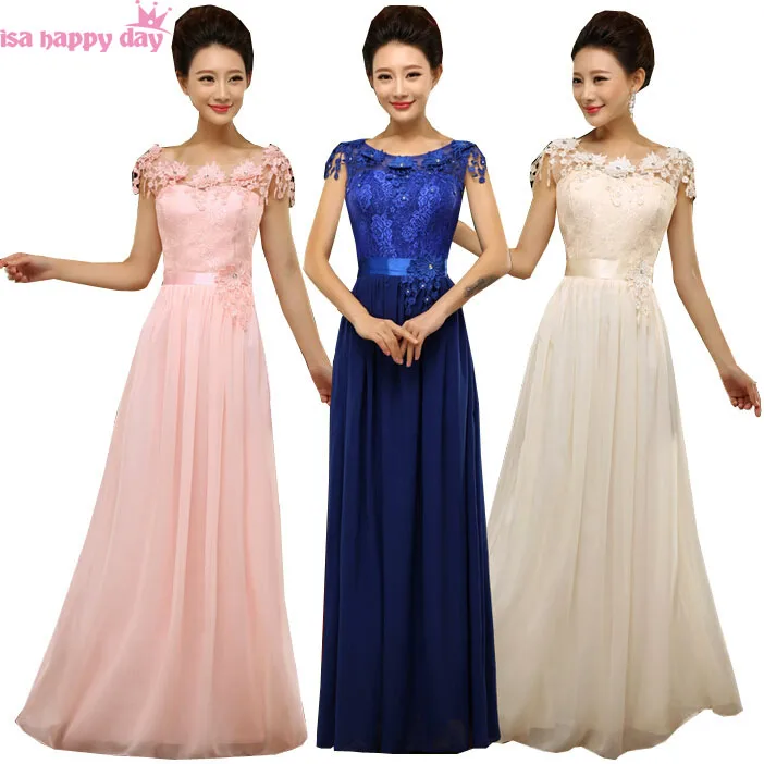 

royal blue plus size lace and chiffon bridesmaid pink dress for formal brides maids dresses for wedding party guests B2699