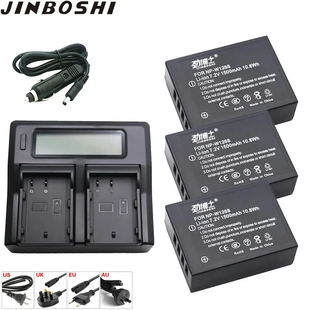 

3x NP-W126S NP W126S Li-ion Battery + LCD faster Dual Charger for Fujifilm Fuji XT3 XA5 XT20 XT2 XH1 XT10 XE3 X100F xpro2