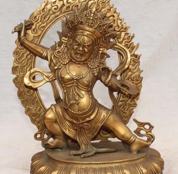 

15"Chinese Tibet Buddhism Bronze Vajrapani (Chana Dorje) Mahakala buddha statue