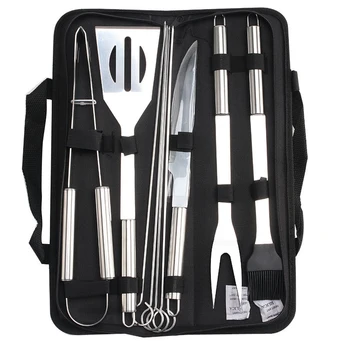 

9Pcs/Set Stainless Steel BBQ Grilling Tools Set Grill Utensil Camping Barbecue Accessories Kitchen Tools