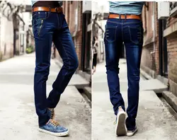 Костюмы мужские джинсы стройная талия обтягивающие штаны темно-цвет личности осенние и зимние толстые