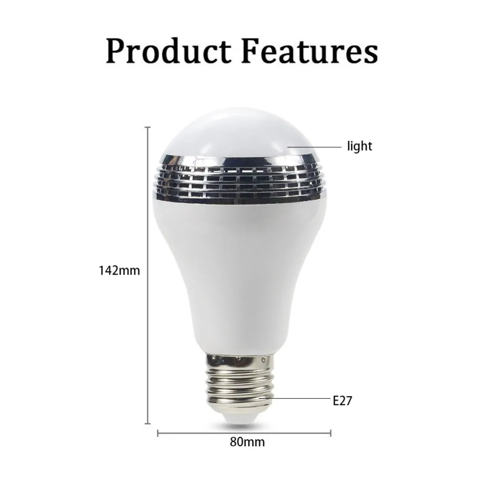 Dvolador умный телефон затемнения лампы 10 Вт Колонки музыка E27 LED RGB приложение