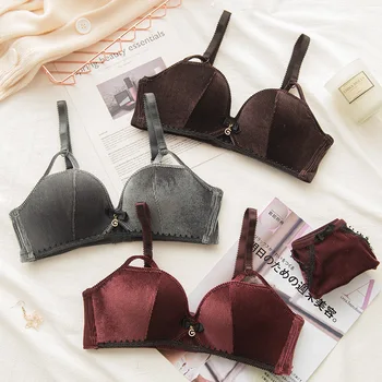 

Wasteheart Women Fashion Winter Lace Bra Sets Cut Out Straps Bow Bralette Soft Panties Push Up Underwear Sexy Lingerie Sets