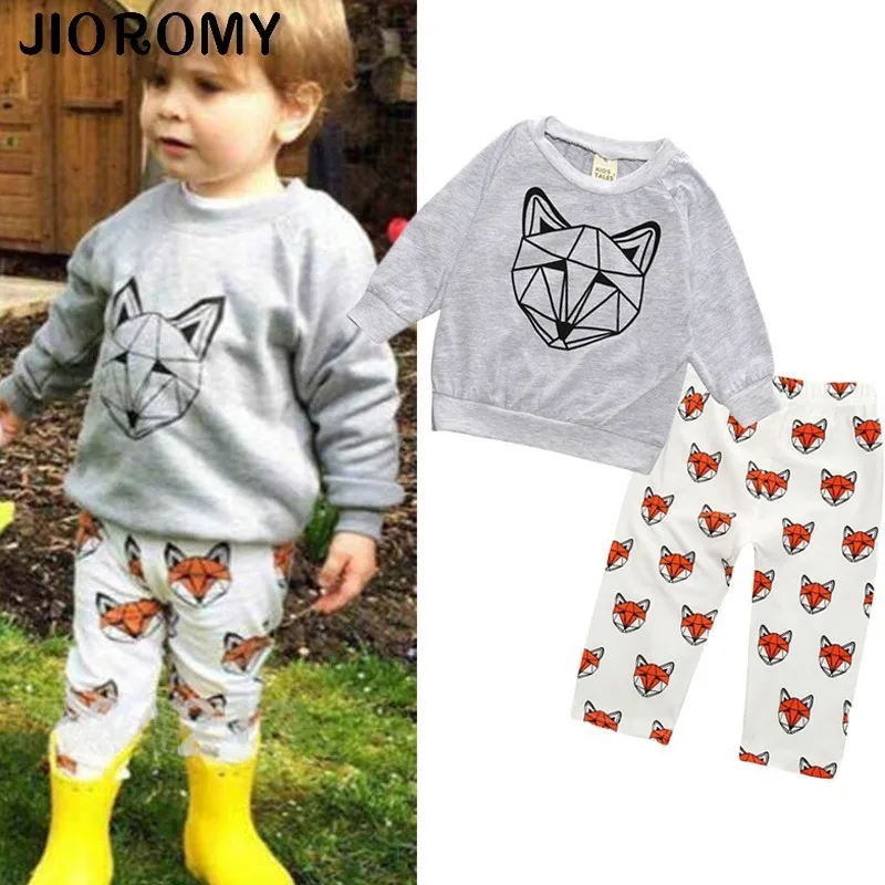 

INS Infant Children's Clothing 2019 Autumn Children's Clothing Cotton Children's Fox Cartoon Pattern Parents Sleeve Suit k1