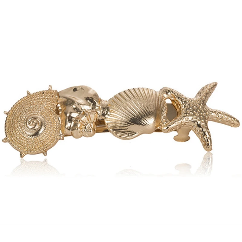

Fashion Shell Hair Simple Beach National Hair Accessories Hairpin Female Creative Shell Starfish Conch Hairpin Gold