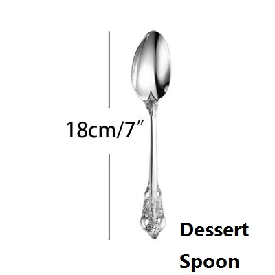 Роскошный Золотой столовый набор, 1 шт., винтажные западные Позолоченные столовые приборы, нож из нержавеющей стали, вилка, серебряные столовые приборы, кухонные столовые приборы - Цвет: 18cm Dessert Spoon