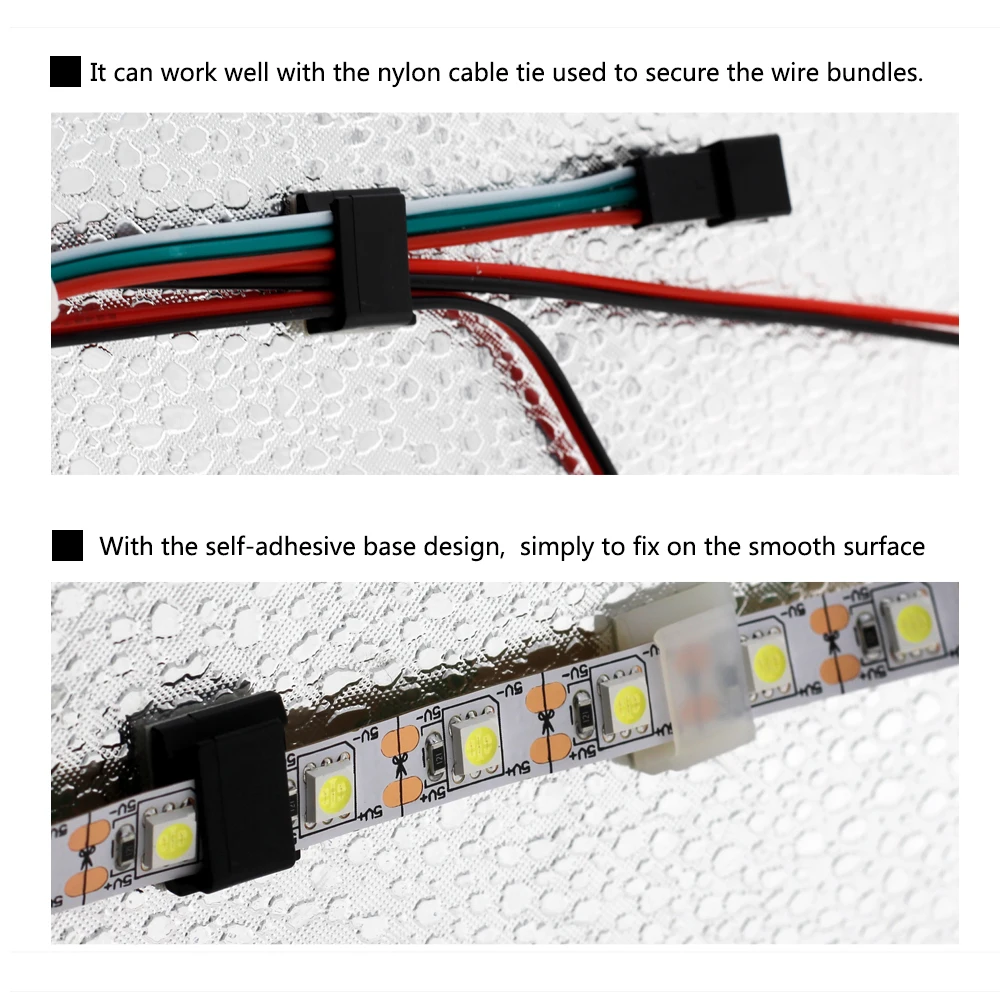 10 шт./лот самоклеющиеся провода Комплект держатель зажим для крепления галстука для фиксации светодиодные ленты Разъем Крепление для галстука