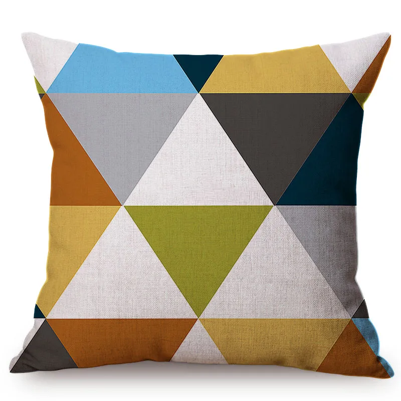 Скандинавские красочные треугольные полосы дизайн диван для оформления дома бросок наволочка Memphis Геометрический стиль хлопок лен наволочка