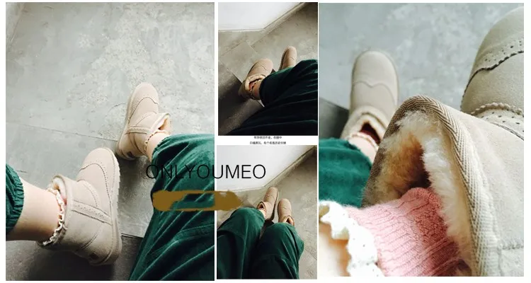 HUIFENGAZURRCS/Новинка; ботинки из натуральной кожи с верхним слоем; корейские утепленные короткие ботинки в британском стиле; женские зимние ботинки; 6 цветов