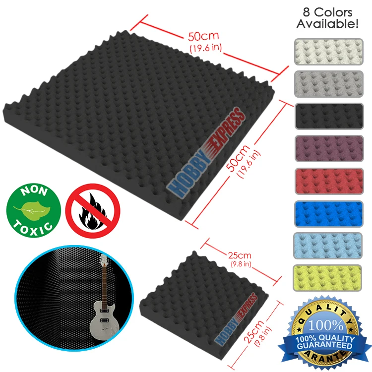 

Arrowzoom Egg Crate Convoluted Studio Acoustic Foam Sound Absorption Panel 9.8 x 9.8 x 1.1" or 19.6 x 19.6 x 1.1" KK1052