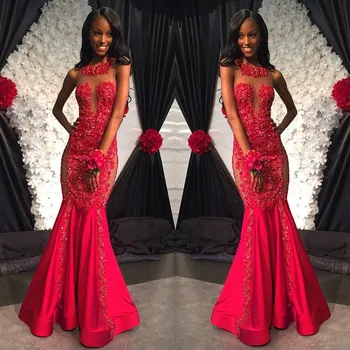 

vestido de festa Charming See Through Long Appliques Beaded Mermaid Prom Gown Formal Evening Dresses for Wedding Party