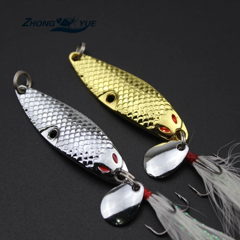 

Promotion! 5pc 7g 50mm Silver Fishing Lure Gill Paillette Tackle Treble Hook With Feather Lowest profit Free shipping