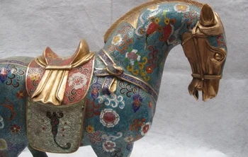 

15 INCH Royal Palace 100% Bronze cloisonne Lucky propitious Horse Statue