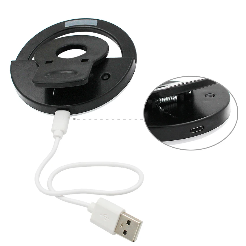 Kogngu 2018 Usb شحن إضاءة السليفي حلقة الصمام مصباح الهاتف المحمول عدسة Selfie LED مصباح حلقة فلاش كاميرا هاتف خلوي العدسات ضوء