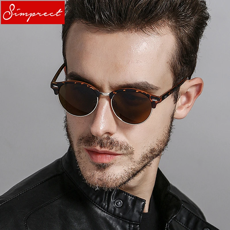 

SIMPRECT 2019 Sunglasses Men Polarized Retro Round Mirror Driving Sun Glasses UV400 High Quality Vintage Lunette De Soleil Homme