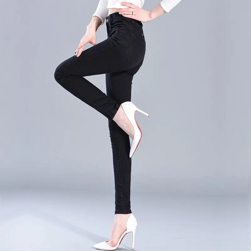 New Fashion Skinny Denim Pencil Jeans Woman Elastic High Waist Trousers Black Blue Stretch Plus Size Washed Jeans Female New Fashion Skinny Denim Pencil Jeans Woman Elastic High Waist Trousers Black Blue Stretch Plus Size Washed Jeans Female