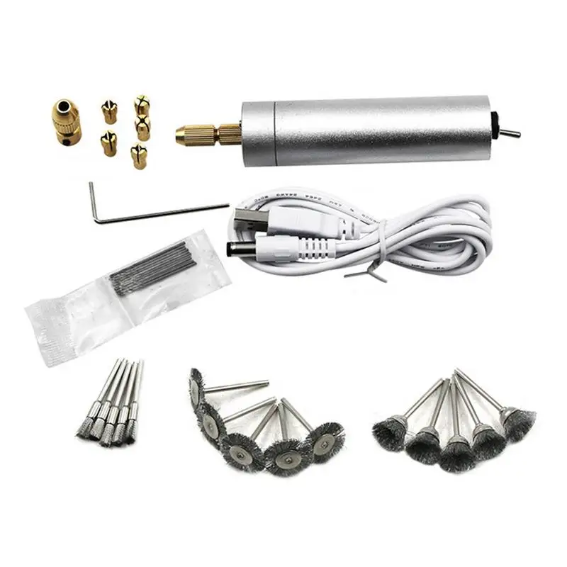 As the picture Usb зарядка мини электрическая гравировальная Ручка микро контроль скорости электрическая маленькая мельница DIY шлифовальный станок набор инструментов - Цвет: As the picture