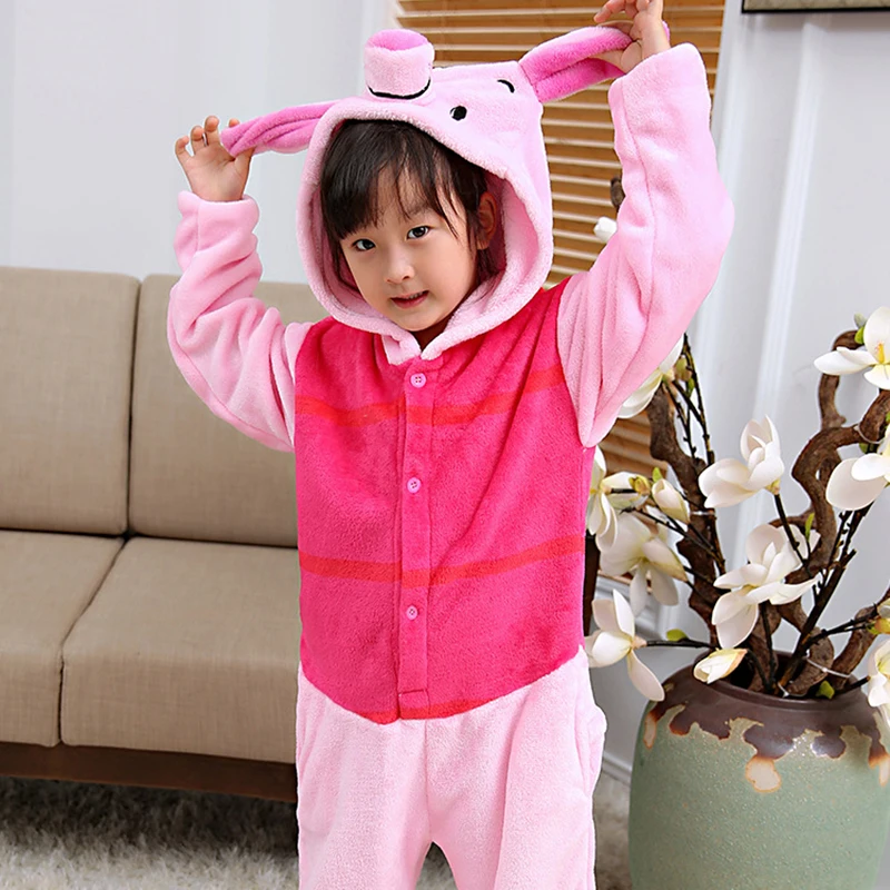 Adult Children Kids Piglet Pig Pajama Adult Animal Costume Pyjamas Onesies Cartoon Cosplay Sleepwear Hip Zipper Pajamas Slippers