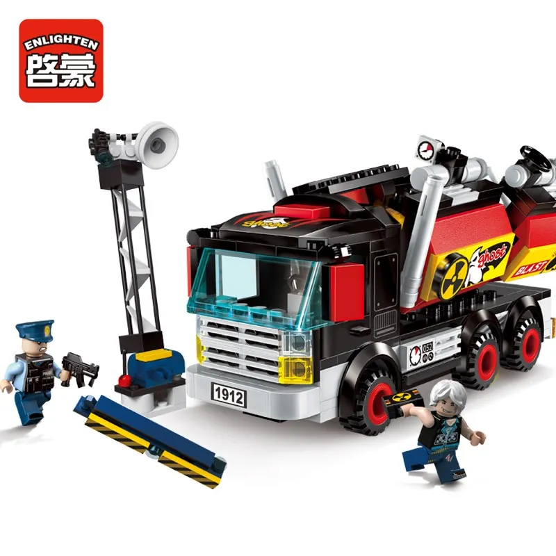 Enlighten City Police Demolition Trucks 2 Figures 292pcs Building Blocks MOC Educational Bricks font b Toys